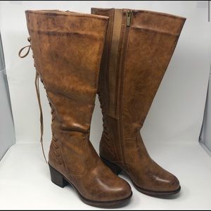 Torrid Brown Distressed Back Lace Up Knee Boot